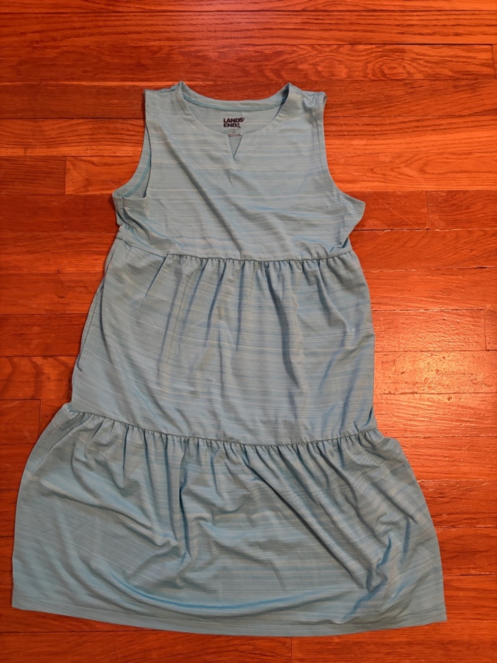 Lands' End Girls' Light Blue Sleeveless Tiered Dress or Cover Up